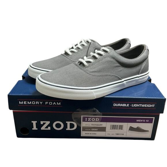 IZOD Men's Canvas Shoes Memory foam Gray Size 10 NIB - Picture 6 of 14